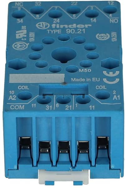 FINDER 90.21 DIN -Rail/Panel Mount Screw Terminal (Box CLAMP) Socket for 60.13 Relay (Blue)