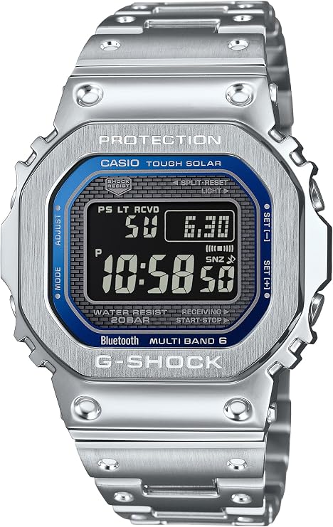 Casio G-Shock Watch Authentic Domestic Product GMW-B5000 Classic Color, silver/blue, Bracelet Type