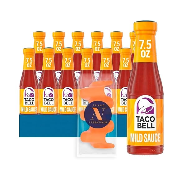 Taco Bell - Lavinia Essential Bundle: 12-Pack of Mild Sauce, 7.5 oz Glass Bottle + 1 Utility Prop.
