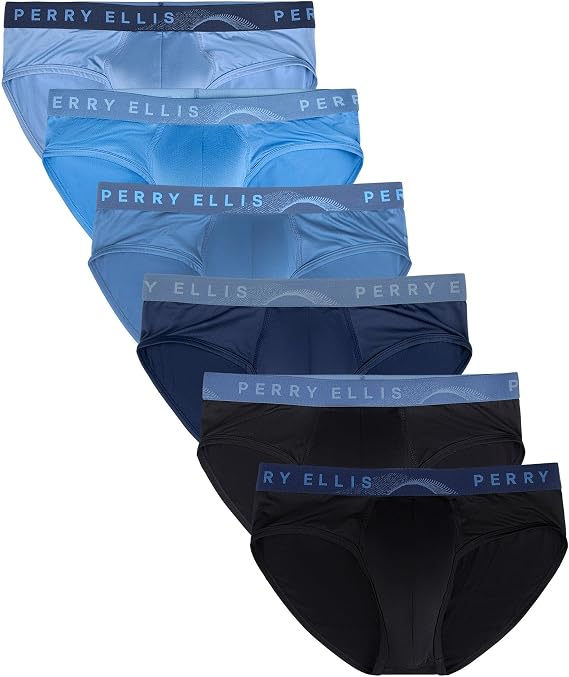 Perry Ellis Men's 6-pack Microfiber Briefs Soft Stretch Fabric With Flexible Support