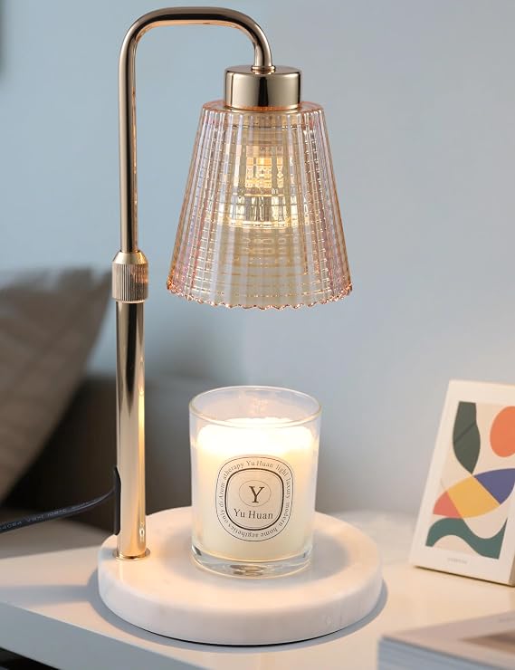 Marble Candle Warmer Lamp White with Cycle Timer, Dimmable Wax Melt Warmer