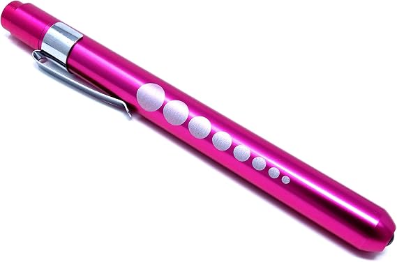 Penlight Reusable Medical Aluminum LED Pen Light with Pupil Gauge for Nurses Doctors Students with Pocket Clip (Pink)