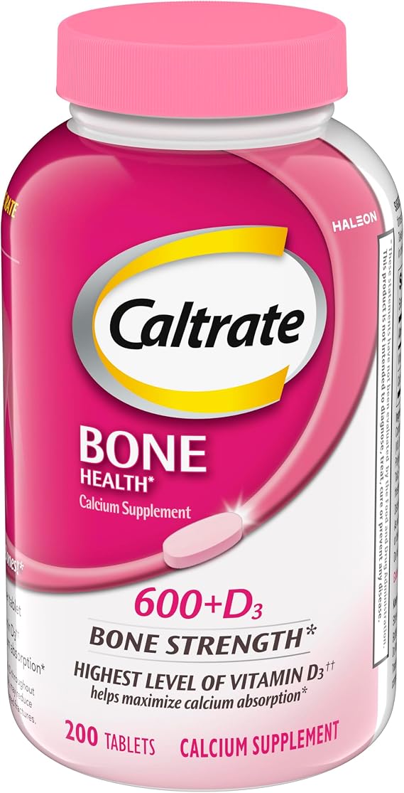 Caltrate 600 Plus D3 Vitamin D and Calcium Supplement Tablets, 200 Count