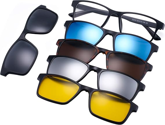 JIM HALO Magnetic 5Pcs Polarized Clip-on Sunglasses Plastic Frame