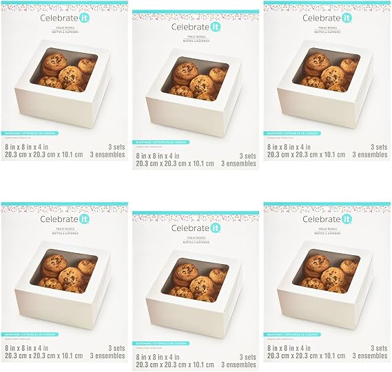 Celebrate It 8" x 8" Window Treat Boxes, 6 Packs: 3 ct. (18 total)