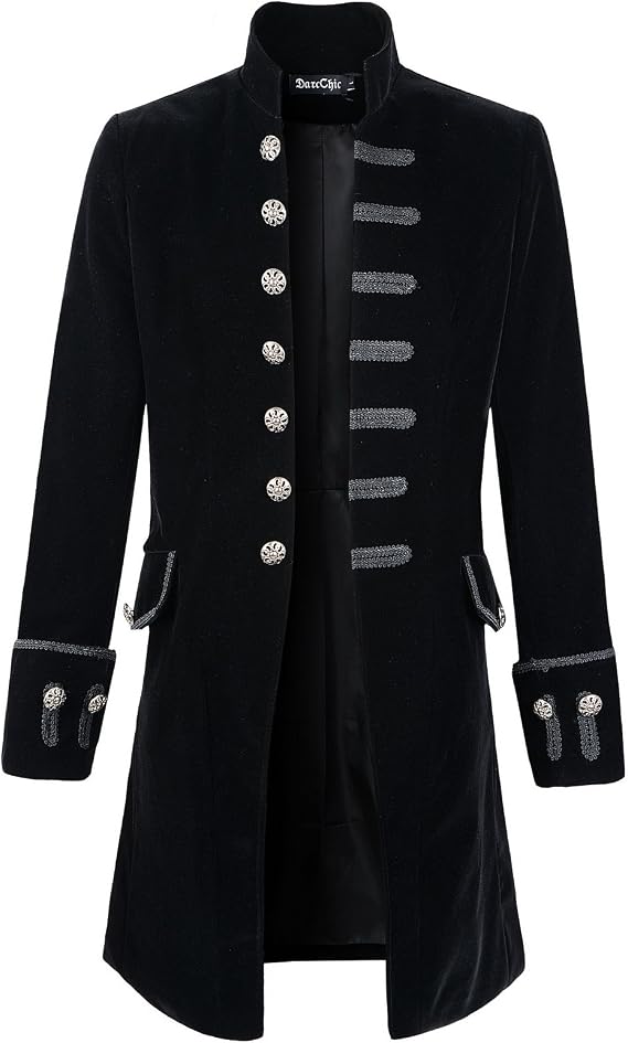 Mens Velvet Goth Steampunk Victorian Frock Coat