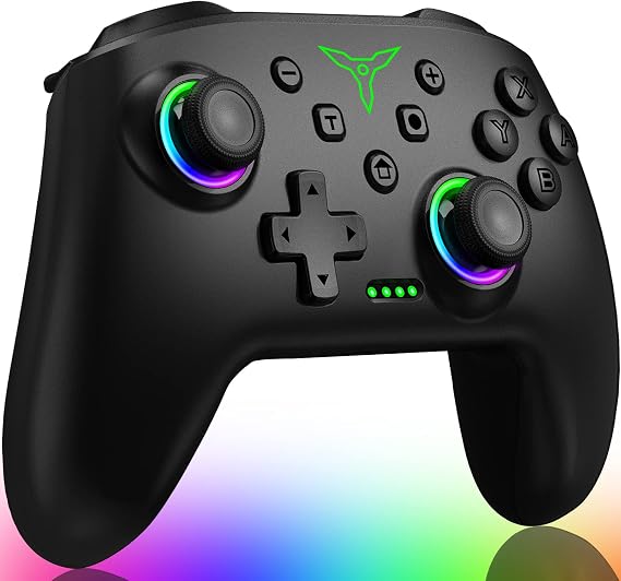 Switch コントローラー 9色RGBライト 光る スイッチコントローラー プロコン マクロ機能 背面ボタン付き 無線 スリープ解除 TURBO連射 1000mAh大容量 Switch/Lite/OLED/Android/IOS/PC対応