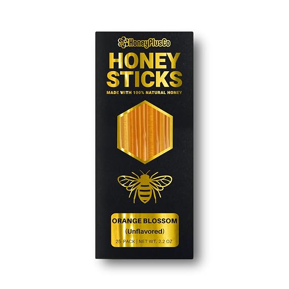 HoneyPlusCo | 100% Natural Honey Sticks - Orange Blossom (Unflavored) - 25 Pcs