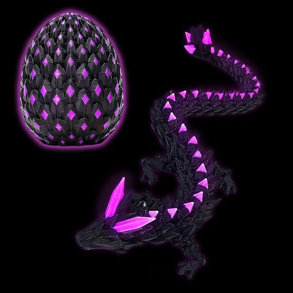 3D Dragon in Egg 3D Printed Dragon Luminous Dragon Egg Toy Movable 3D Dragon Egg with Dragon Dragon Toy for Children Adults Home Office Desk Toy