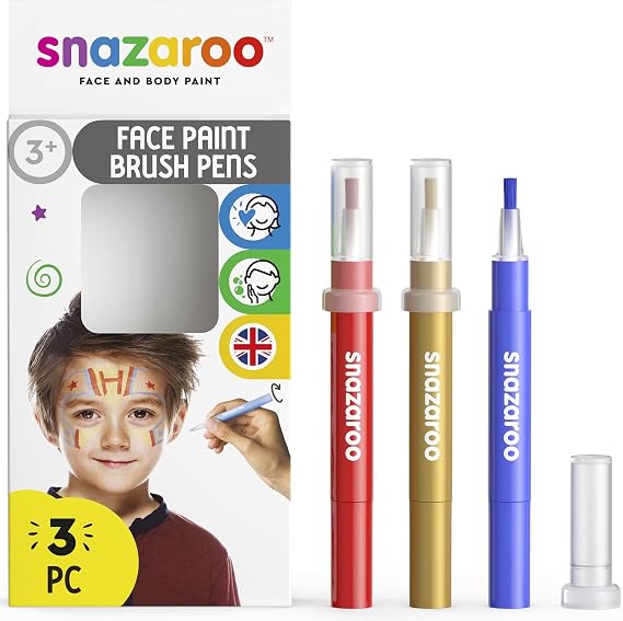 Snazaroo Face Paint Brush Pen, Set of 5, Adventure | Non-Toxic Hypoallergenic, Safe, Washable, Face & Body Paint for Halloween, Cosplay Costumes, Dress Up, Parties and Festivals