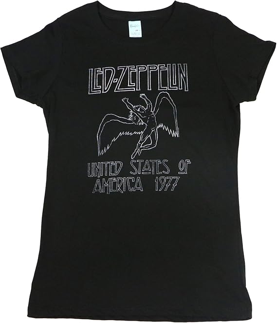 Led Zeppelin USA 77 Junior's Fit T-Shirt Black
