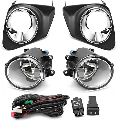 Fog Light Assembly Compatible with Corolla 2011 2012 2013 Pair Fog Lamp WH11 12V 55W Halogen Bulbs & Switch & Wiring 81210-0607181220-0607181481-0221081482-02200 Left and Right