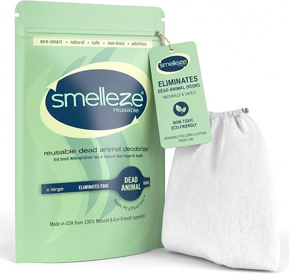 SMELLEZE Dead Animal Odor Eliminator for Home | Removes Rodent & Mouse Smell in Wall, Attic, Crawlspace - Reusable Pouch, Pet Safe, USA Made, 375 sq.ft