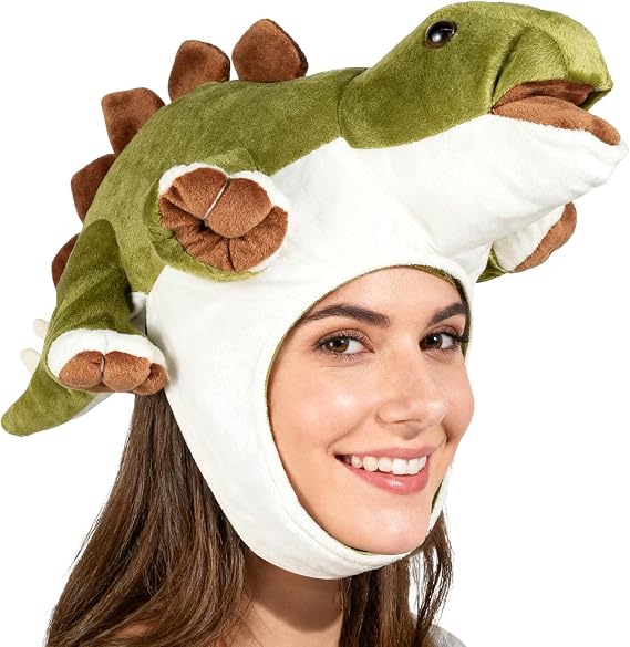 Dinosaur Hat Costume Dinosaurs Head Costume Stegosaurus Dress Up | Dinosaur Costume Hat with Stegosaurus Design for Halloween Party Festival Photo Booth and Theme Events