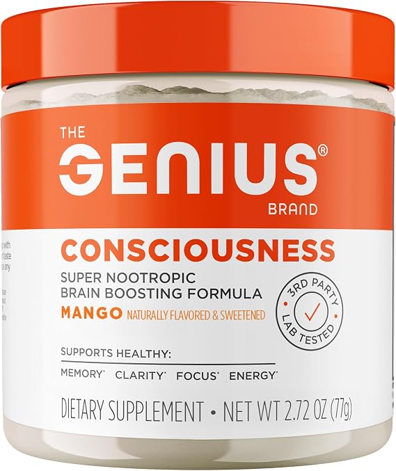 Genius Consciousness Nootropic Brain Powder, Mango, 15 Servings