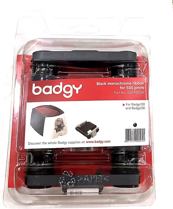 Evolis Badgy100 & 200 Black Ribbon - Compatible with Badgy100 & 200 printers only - CBGR0500K