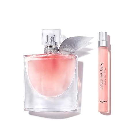 Lancome La Vie Est Belle Eau de Parfum Women's Perfume Set - Long Lasting Fragrance with Notes of Iris, Patchouli, Warm Vanilla & Spun Sugar - Includes Full Size 1.7 Fl Oz & Travel Size .34 Fl Oz