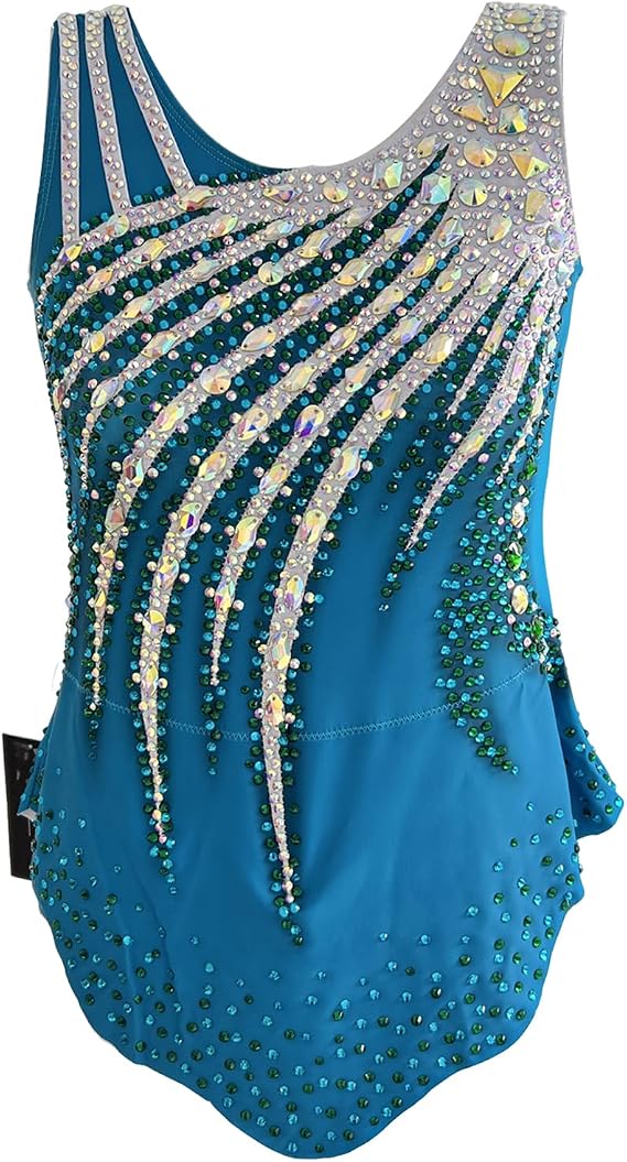 LIUHUO Rhythmic Gymnastics Leotards Blue Costumes Women Girls Competition New Rules