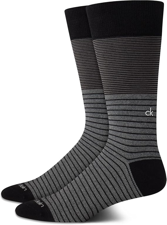 Calvin Klein Mens 2 Pack Lightweight Stretch Soft Dress Crew Socks | Soft breathable comfort with a stay-up cuff, reinforced heel and toe, ideal for business, office and formal wear