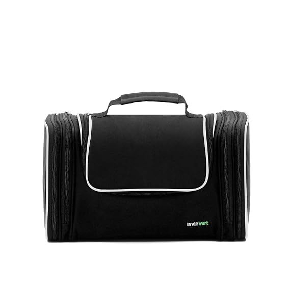 LAVIEVERT Large Travel Toiletry Bag, Makeup Cosmetic Bag with Hanging Hook | Portable Travel Kit Organizer / Household Storage Pack / Bathroom Storage with Handle for Business, Vacation, Household