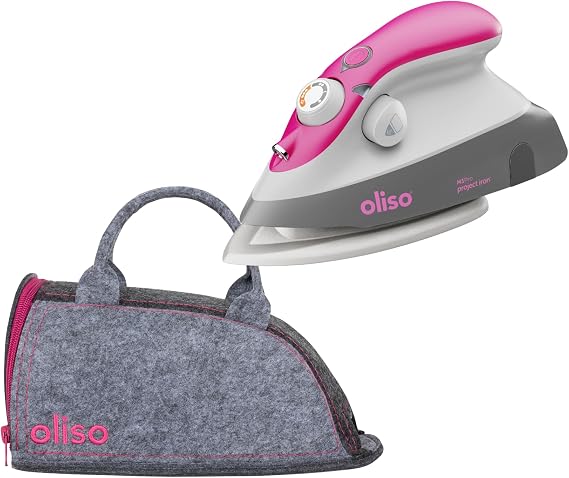 Oliso M3Pro Project Steam Iron with Solemate (Raspberry) + Storage & Carry Bag Travel Case (Raspberry)