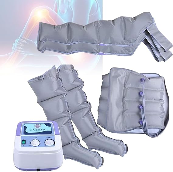 Pressotherapy Air Compression Leg Foot Massager with Remote Control, Pneumatic Wrap Pressure Machine for Lymphatic Drainage, Full Body Massager with 4 Air Cushions (Two Arms + Two Legs + Waist)