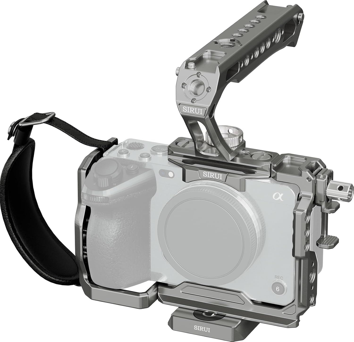 SIRUI Full Camera Cage Kit with Top Handle for Sony FX3FX30, Compatible with Original XLR Handle, with HDMI Cable Clamp, 14-20 Screw Hole, ARRI 38-16 Positioning Hole, Cold Shoe, NATO Rail