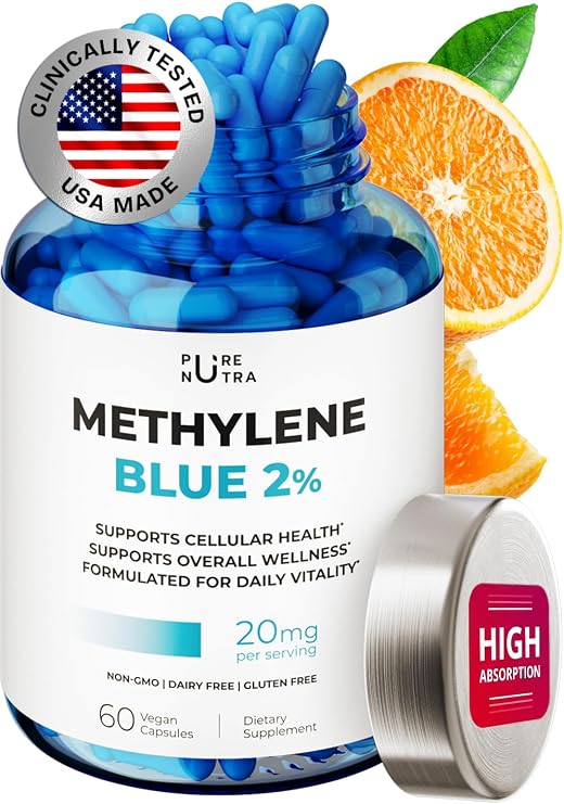 Ultimate Methylene Blue Capsules, USP Grade, 20mg Per Serving, 60 Capsules