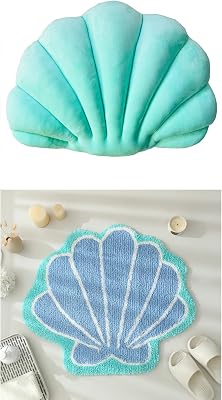 YRXRUS Shell Shaped Pillow & Shell Shaped Bathroom Rug