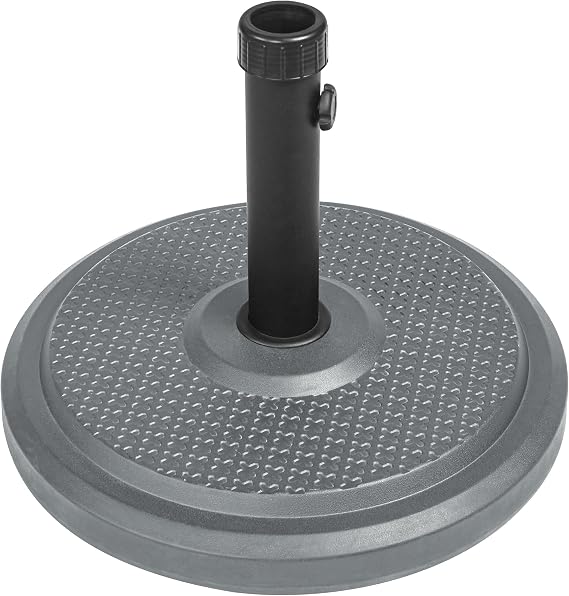 paramondo Parasol Umbrella Stand Standard Round Silver Polymer Concrete for Mast Thickness up to 50 mm Diameter Includes Adapter Sleeves