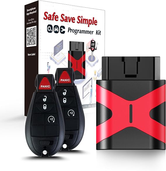 2 Programmable Keyfob, Replacement Car Keys Fob and DIY Programmer Kit for 2013 2014 2015 2016 2017 Dodge RAM 1500 2500 3500 Remote GQ4-53T