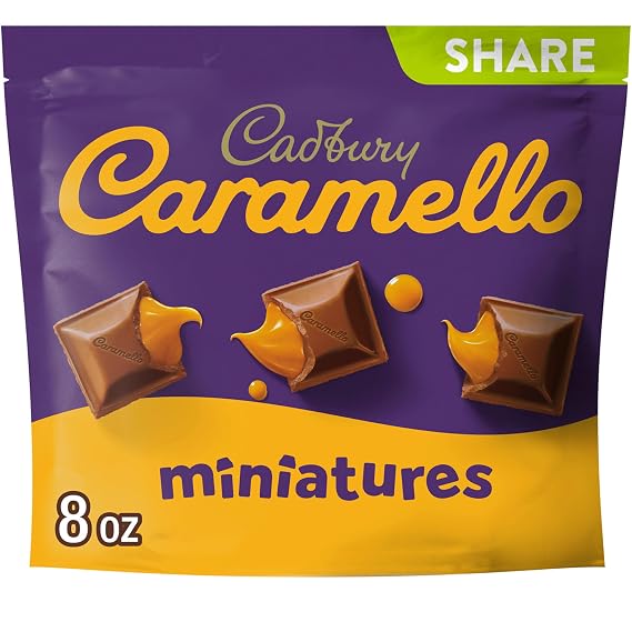 CADBURY CARAMELLO Miniatures Milk Chocolate Caramel Candy Share Packs, 8 oz (8 Count)