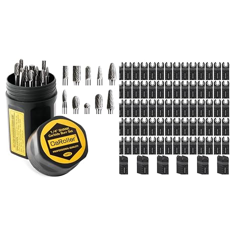 10PC Carbide Burr Set, 1/4" Shank & 100Pcs Oscillating Saw Blades