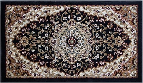 Bellagio Traditional Mat Area Rug Design # 401 Black (24 Inch X 40 Inch) Mat
