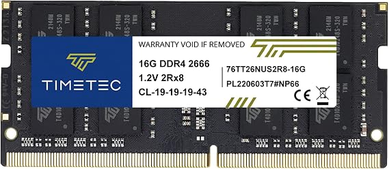 Timetec 16GB DDR4 2666MHz (PC4-2666V) PC4-21300 SODIMM Laptop RAM 260-Pin 1.2V CL19 Non-ECC Unbuffered Memory Module for Laptop, Notebook, Mini PC, All-in-One