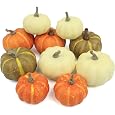 10Pcs Fake Pumpkins Fall Thanksgiving Decorations,Assorted Colors Plastic Pumpkins Home Decor, Artificial Mini Pumpkins for Decorating Autumn Harvest Outdoor Indoor Decor Centerpiece Table Decorations