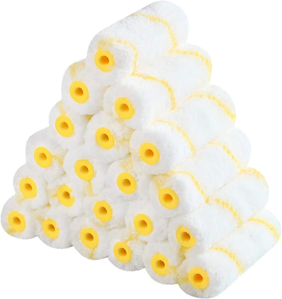 Bates- Paint Roller Covers, 24 Pieces, 4 Inch Paint Roller 9mm Nap, Microfiber Paint Rollers for Painting Walls, Cabinets, Trim, Use with All Paints and Stains