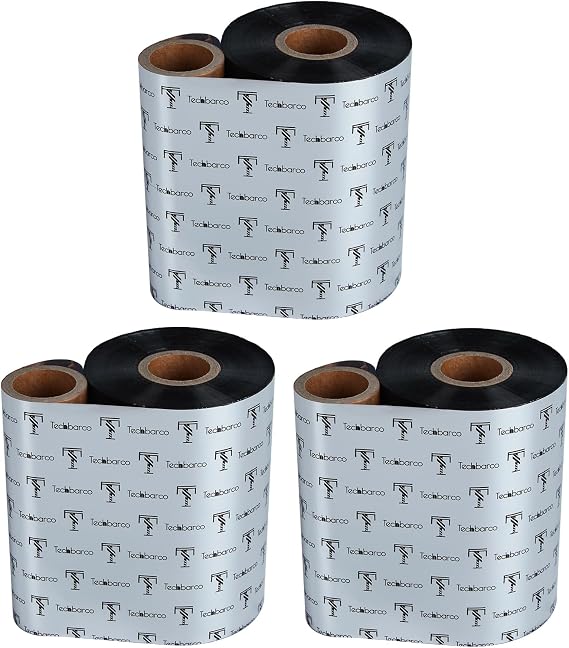 3 Rolls 11 cm x 1476 Premium Enhanced Wax Thermal Transfer Tape Industrial Barcode Label Printer Tape 110mm x 450m Compatible with Zebra TSC GoDex Citizen 1 Core