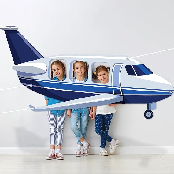 Airplane Shaped Photo Prop Selfie Frame Airplane Birthday Decoration Large Fabric Aircraft Backdrop Banner 98x53in Plane Themed Photo Booth Prop Background for Kids Baby Shower Birthday Party Supplies