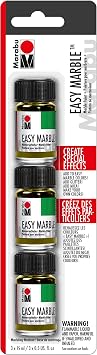 Marabu Easy Marble Crystal Clear Set of 3 Jars 15ml of Solvent-Based Paints for Marbling Art and Hydro-Dipping Crafts