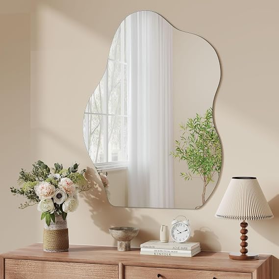 Dripex Frameless Irregular Wall Mirror 70 x 50cm Bathroom Wall Mount Mirror