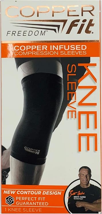 Copper Fit Freedom Knee Sleeve 2 Pack, Copper Infused Compression Sleeve with Contour Design, 2 Knee Sleeve, As Seen on TV (Large)