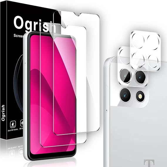 [2+2 Pack Screen Protector for T-Mobile REVVL 7 5G and Camera Lens Protector - Tempered Glass,Anti-fingerprint,Shatter Proof,HD Clarity