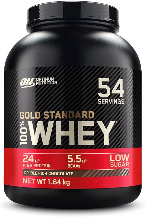 Optimum Nutrition Gold Standard 100% Whey Protein Powder Double Rich Chocolate Flavour 1.61 kg 52 Servings