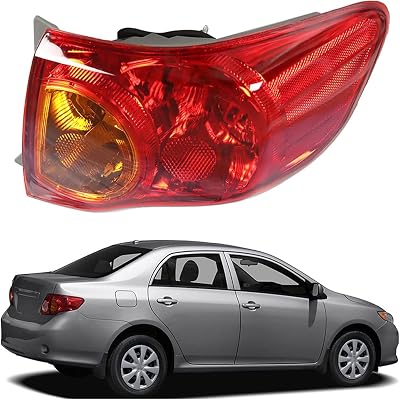 WFLNHB Right Passenger Side Outer Tail Light Assembly Replacement for Toyota Corolla 2009-2010 Passenger Side Tail Light Rear Brake Lamp 8155002460 TO2801175