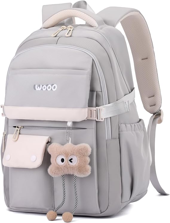 School Bags For Girls,Aesthetic Back to School Backpack Cute Preppy with Pendant Ladies Rucksack Women Lightweight Waterproof Travel Back Pack for Teenage Primary Secondary School Girls Boys