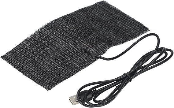 USB Heating Pad Heated Mat Electric Warming Mat Black USB Carbon Fiber Heating Mat 5V Pad Warm Blanket, Pouch 20 10 Cm