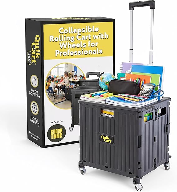 dbest Products Quik Cart 360 Collapsible Rolling Crate on Wheels - Black