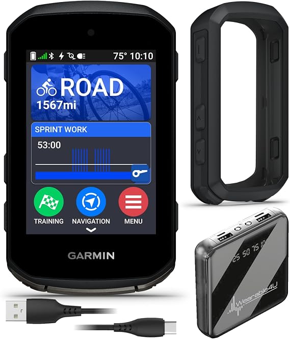 Garmin Edge 850 Compact GPS Cycling Computer, 2.7" Color Touchscreen Display, Bike-Specific Mapping, Advanced Training & Performance Insights + Black Silicone Case w/ Wearable4U PowerBank Bundle