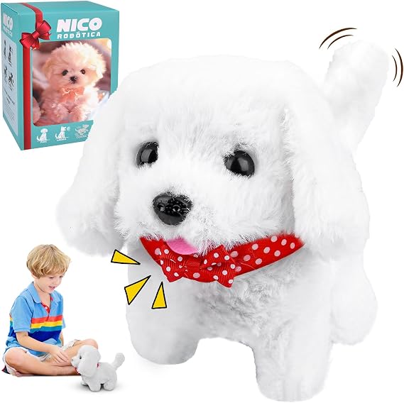 Robot Dog, My Realistic Robot Puppy, Interactive Plush Dog Toy, Walking, Barking, Tail Wagging, Thanksgiving Christmas Birthday Gifts for Kids Boys Girls
